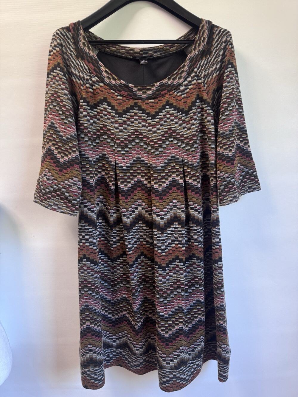 Women’s Multicolor Geometric Print Dress Size 14 3/4 Sleeve